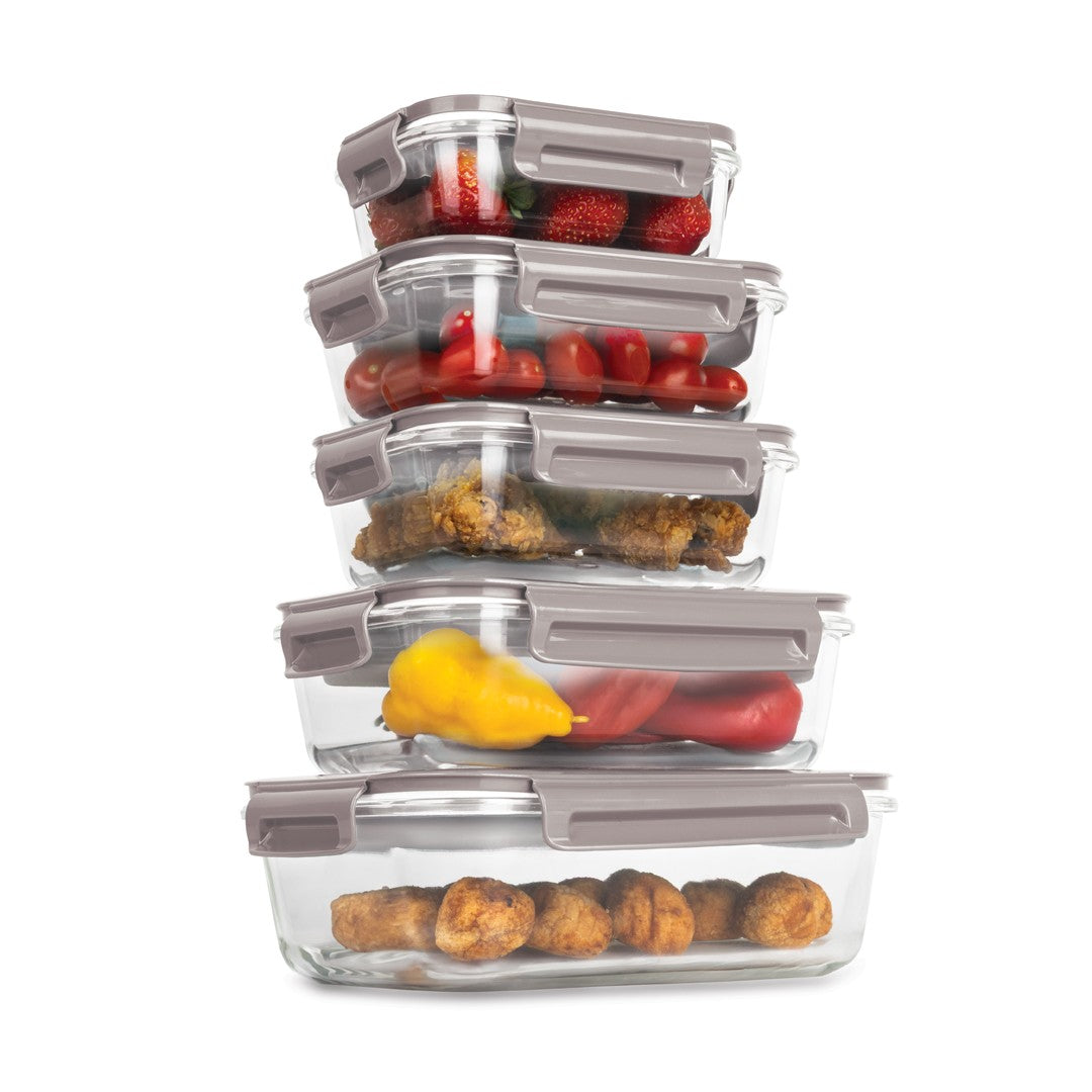 Berlinger Haus 5-Piece Glass Food Container Set - Taupe