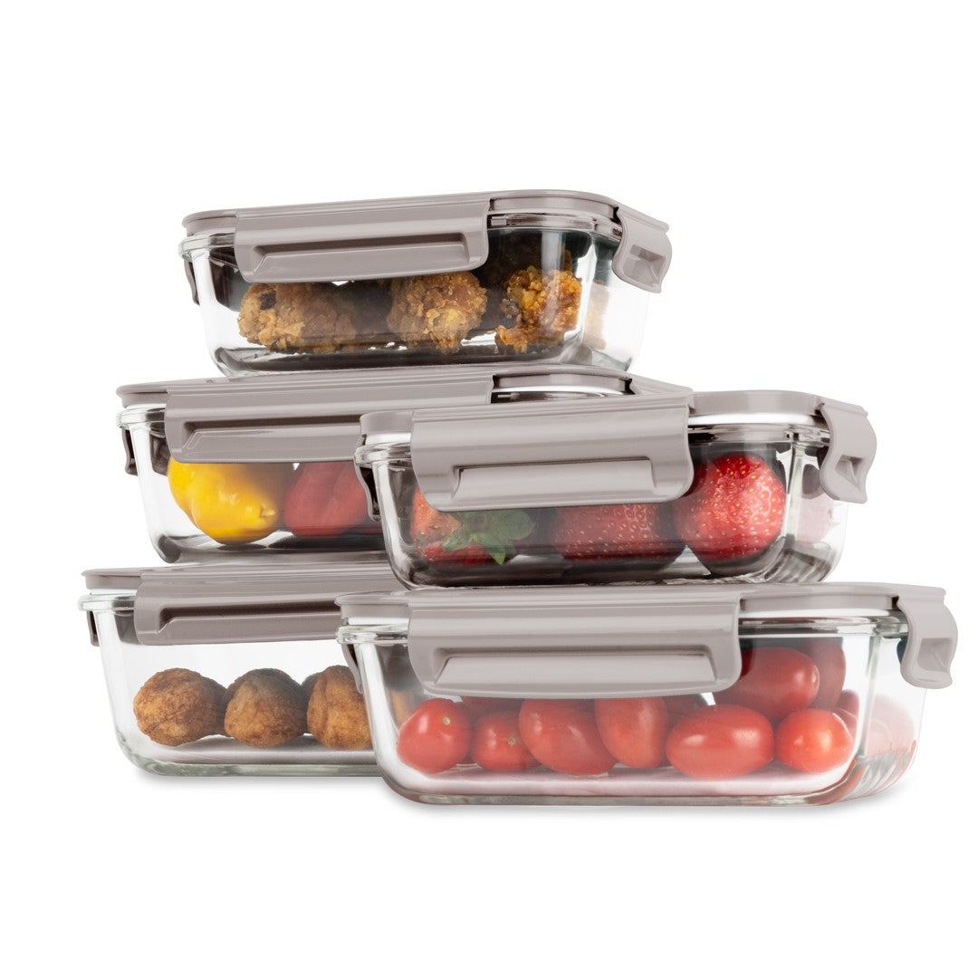 Berlinger Haus 5-Piece Glass Food Container Set - Taupe