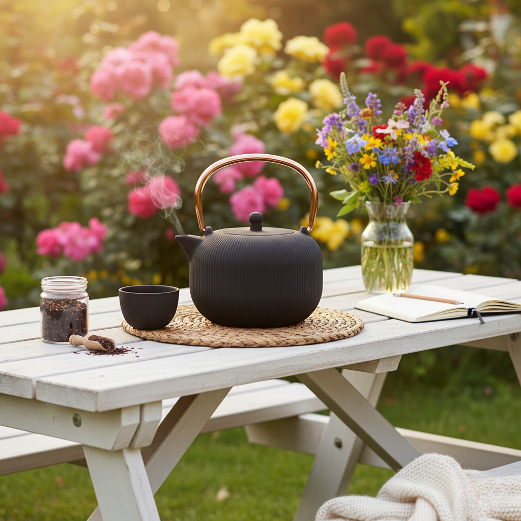 Berlinger Haus 1L Cast Iron Tea Pot Kettle – Black Rose