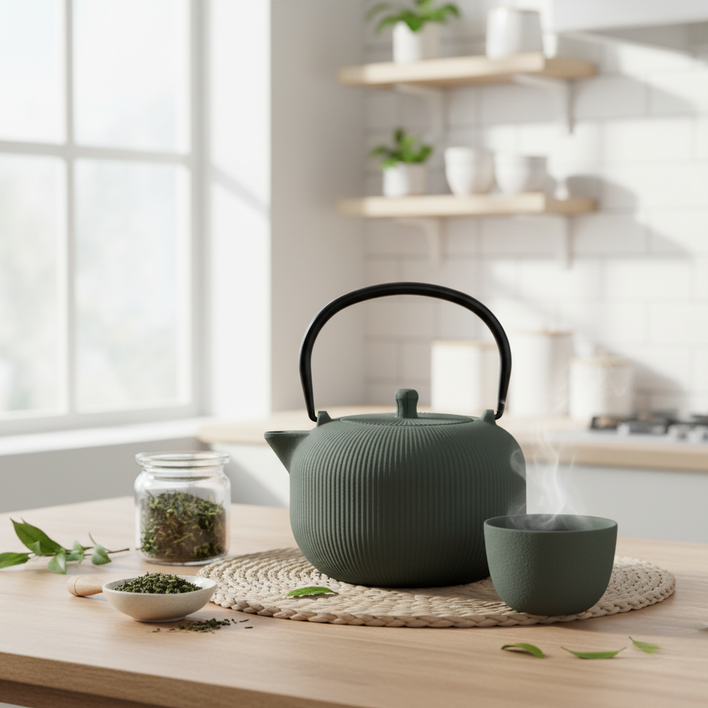 Berlinger Haus 1L Cast Iron Tea Pot Kettle – Matt Green