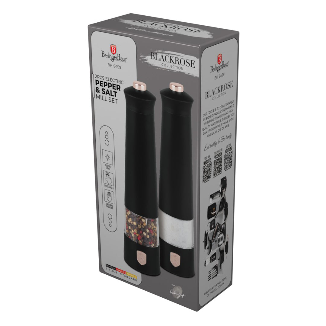 Berlinger Haus 2-Piece Electric Salt & Pepper Mill Set – Black Rose