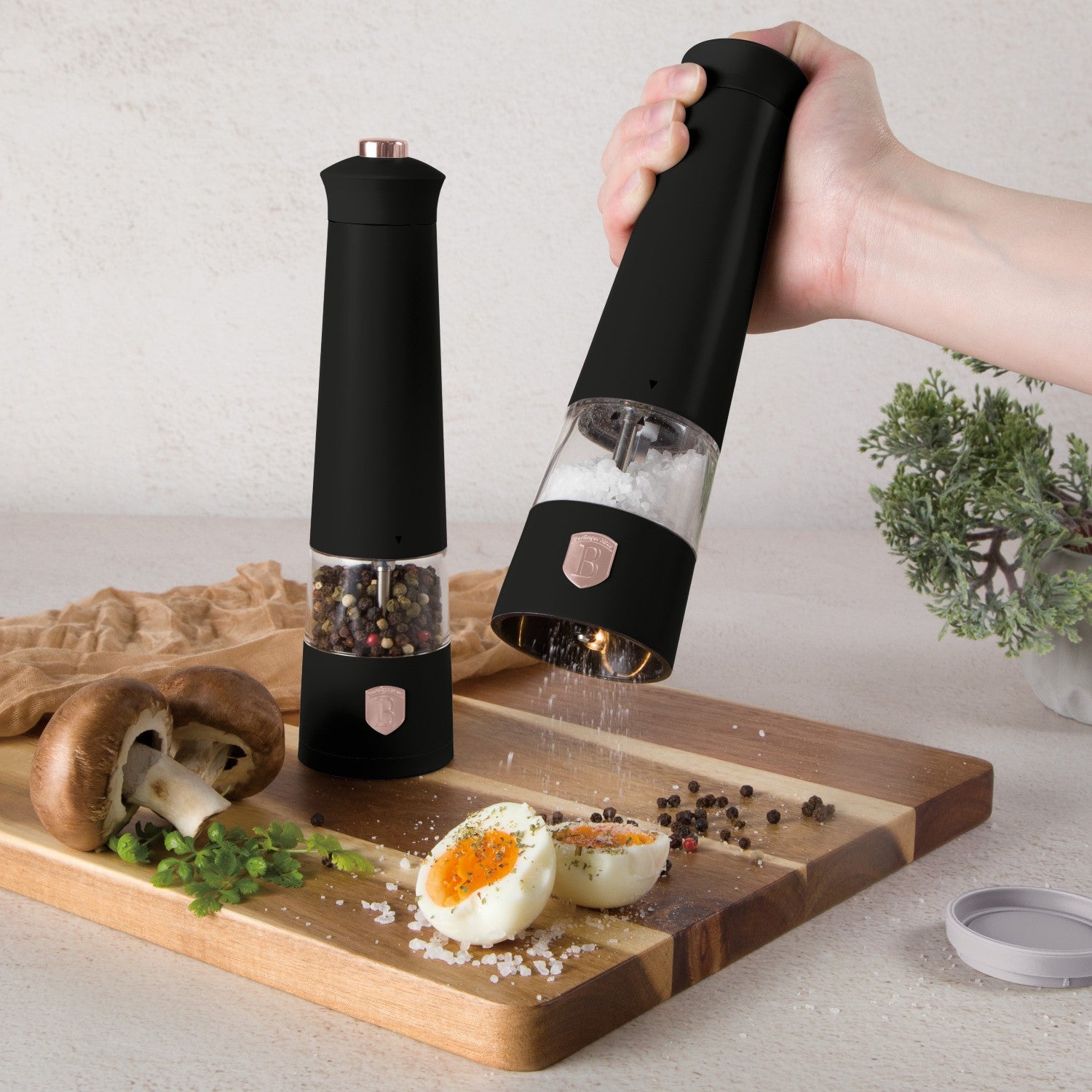 Berlinger Haus 2-Piece Electric Salt & Pepper Mill Set – Black Rose
