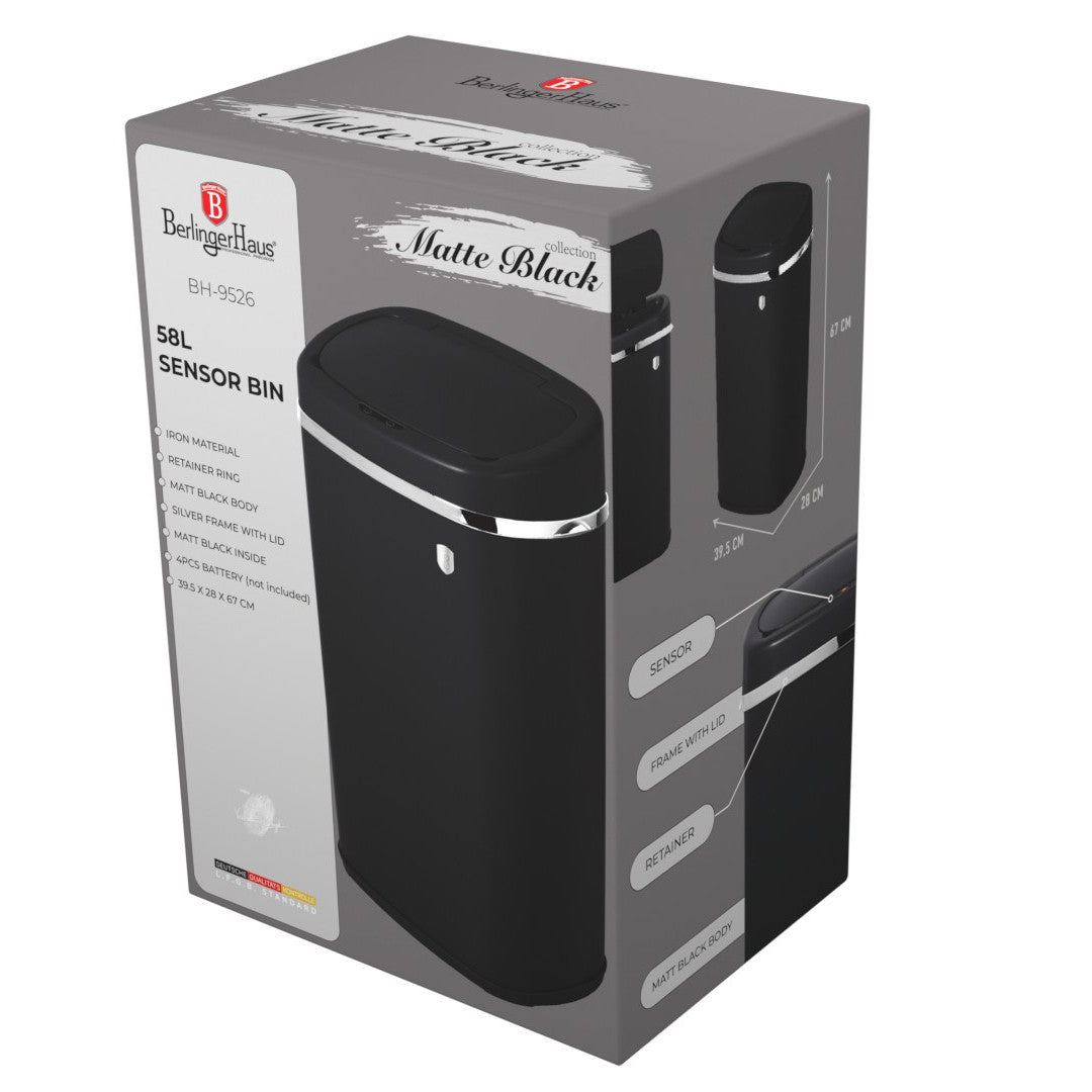 Berlinger Haus 58 L Sensor Bin - Matt Black
