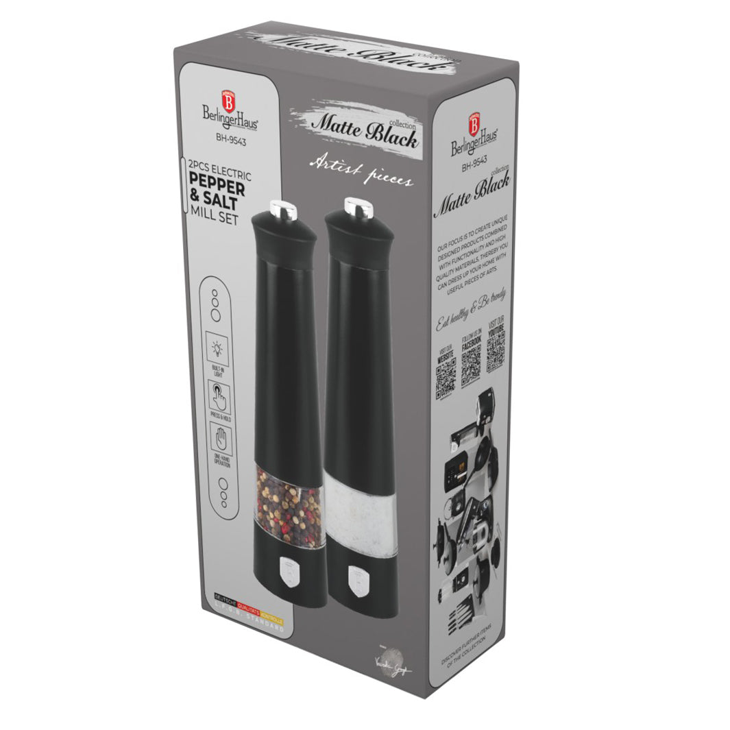 Berlinger Haus 2pcs Electric Pepper and Salt Mill Set - Matte Black