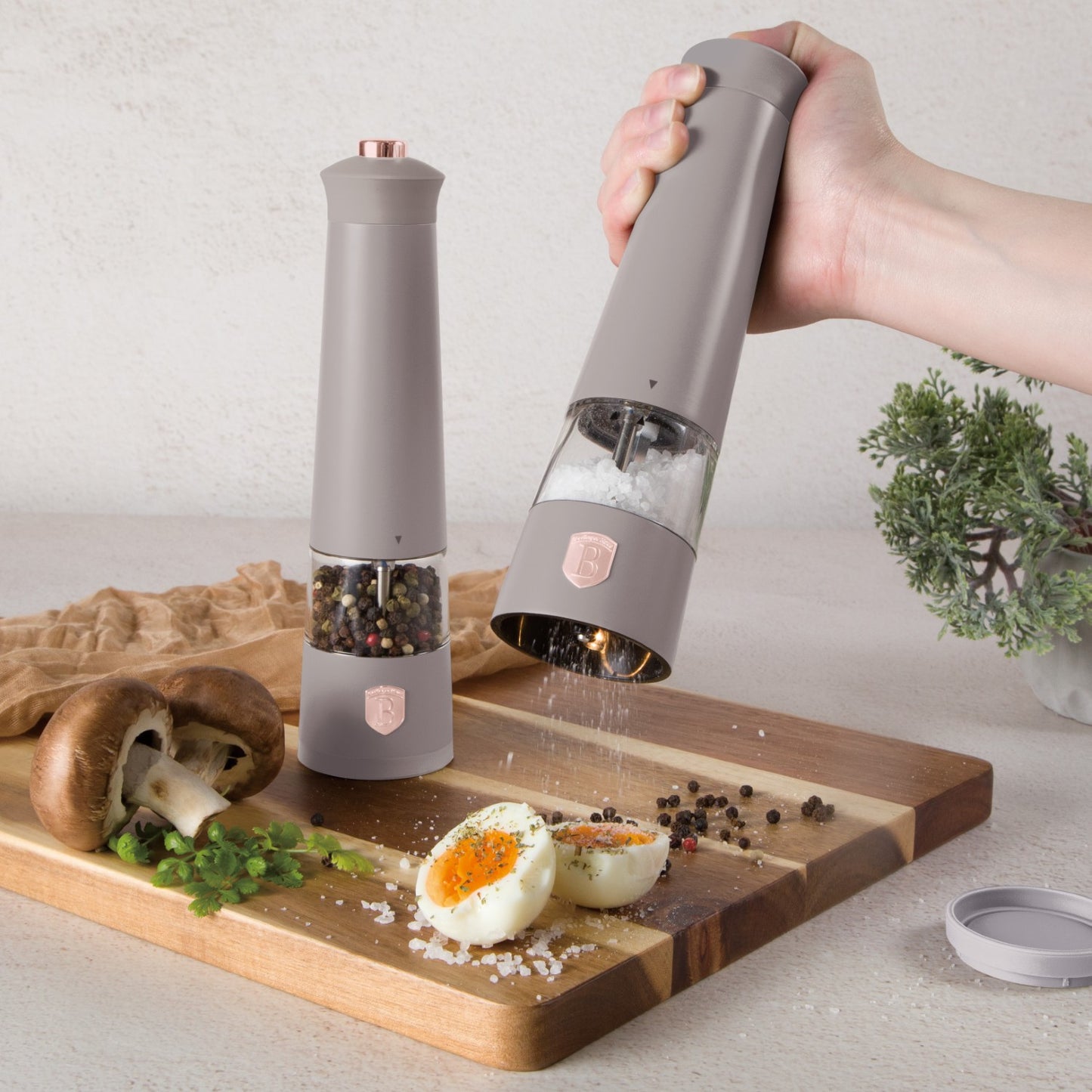 Berlinger Haus 2-Piece Electric Pepper and Salt Mill Set - Taupe