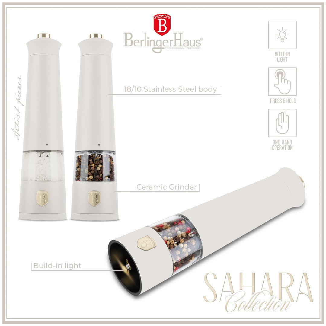 Berlinger Haus 2-Piece Electric Pepper and Salt Mill - Sahara