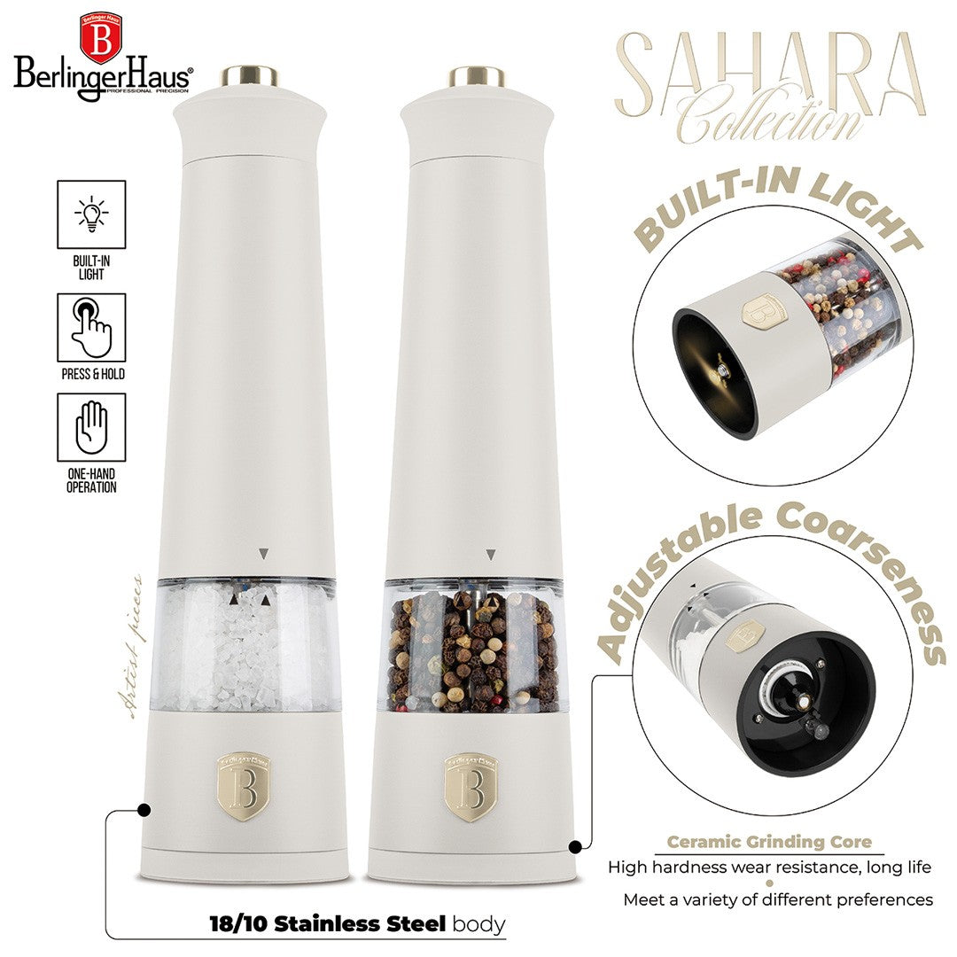 Berlinger Haus 2-Piece Electric Pepper and Salt Mill - Sahara