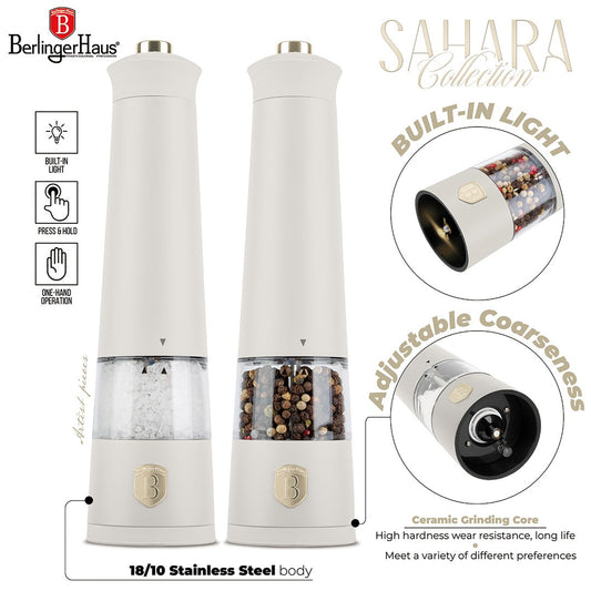 Berlinger Haus 2-Piece Electric Pepper and Salt Mill - Sahara