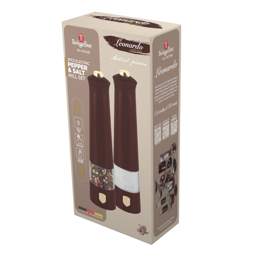 Berlinger Haus 2-Piece Electric Pepper and Salt Mill Set - Leonardo