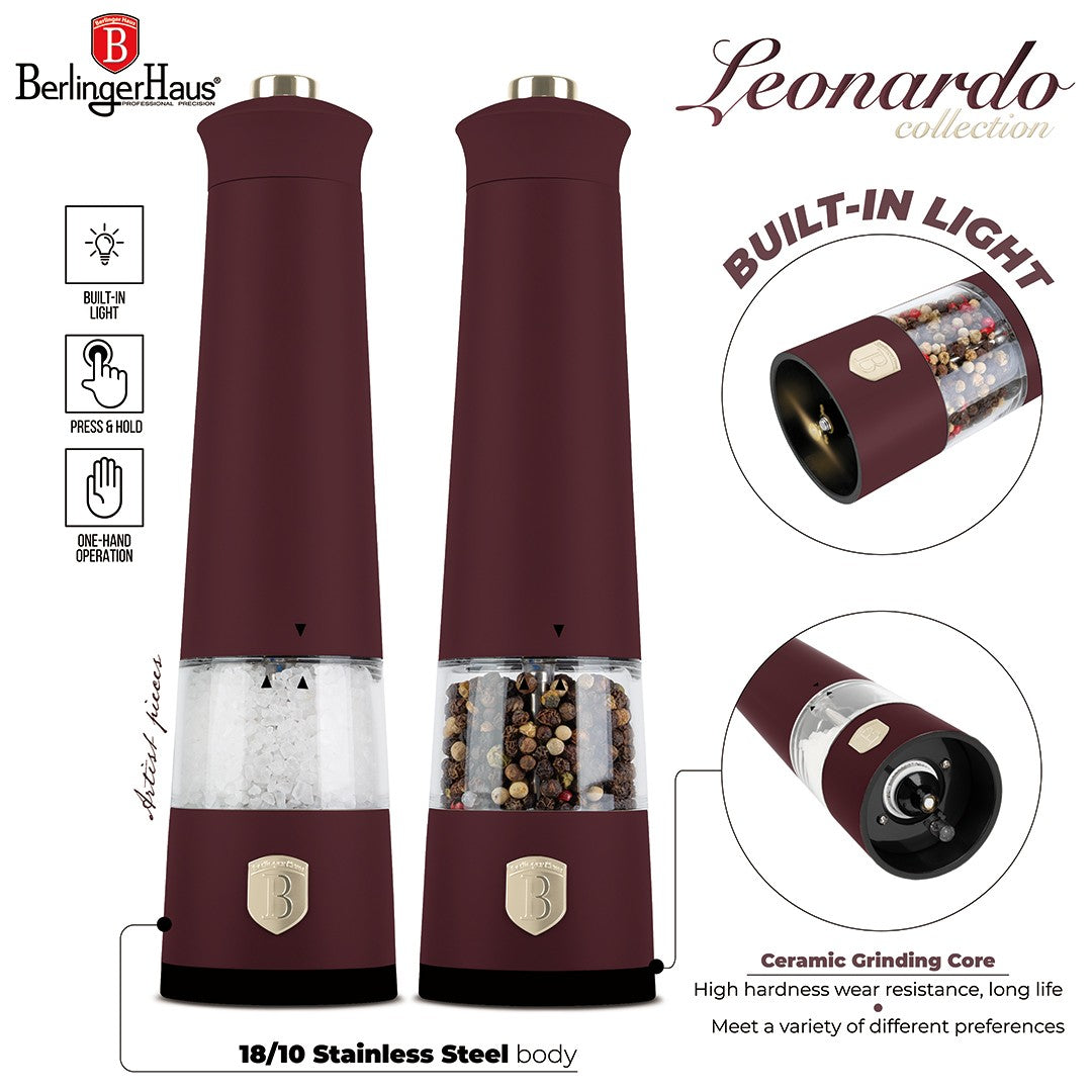 Berlinger Haus 2-Piece Electric Pepper and Salt Mill Set - Leonardo