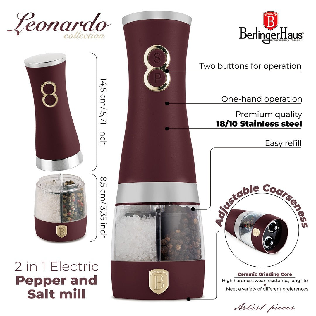Berlinger Haus 2-in-1 Electric Pepper and Salt Mill - Leonardo