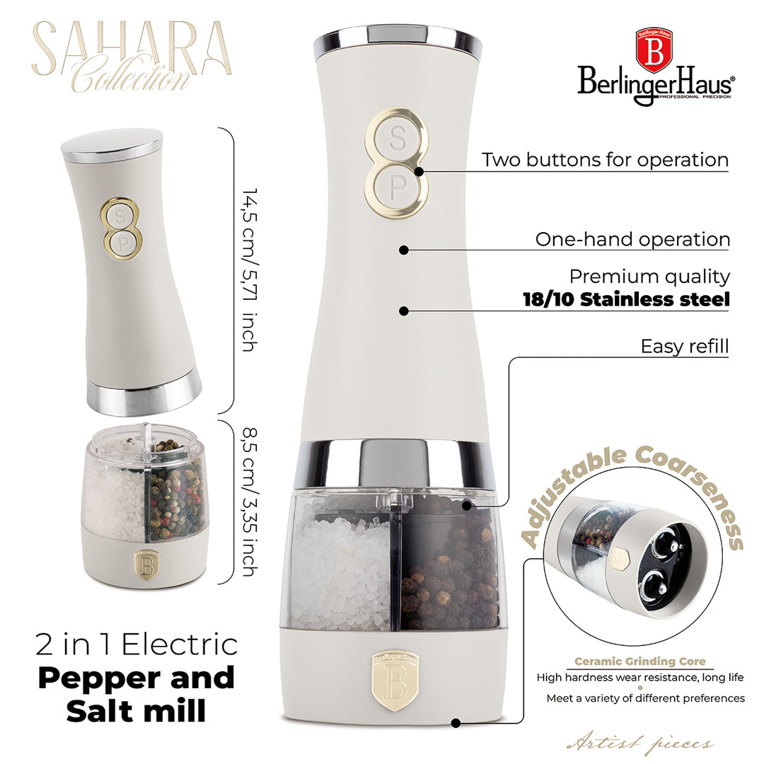 Berlinger Haus 2-in-1 Electric Pepper & Salt Mill – Sahara