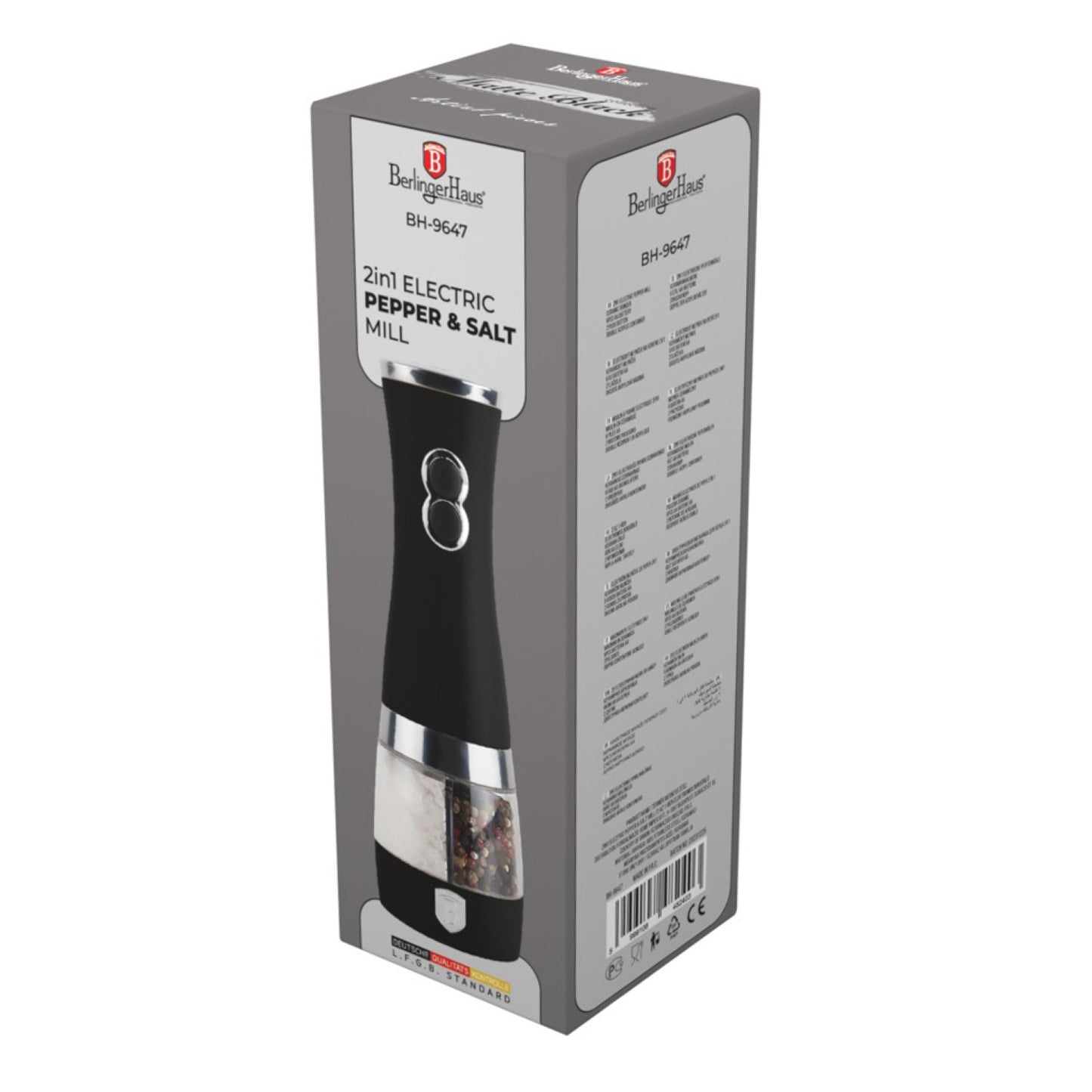 Berlinger Haus 2-in-1 Electric Pepper and Salt Mill - Matte Black