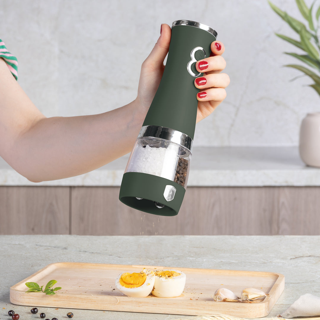 Berlinger Haus 2-in-1 Electric Pepper & Salt Mill – Matte Green