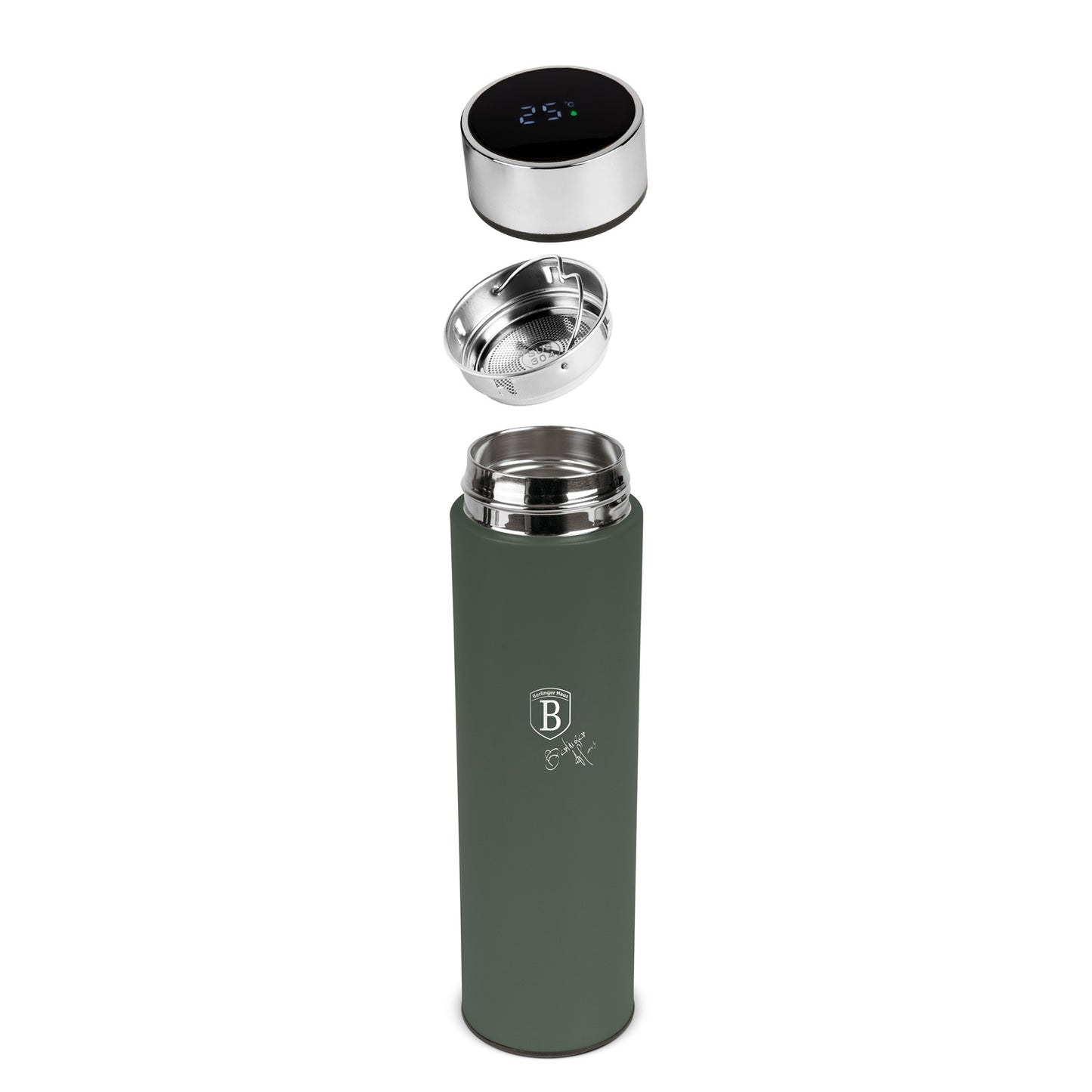 Berlinger Haus 500ml Vacuum Flask with LED Temperature Display - Matte Green