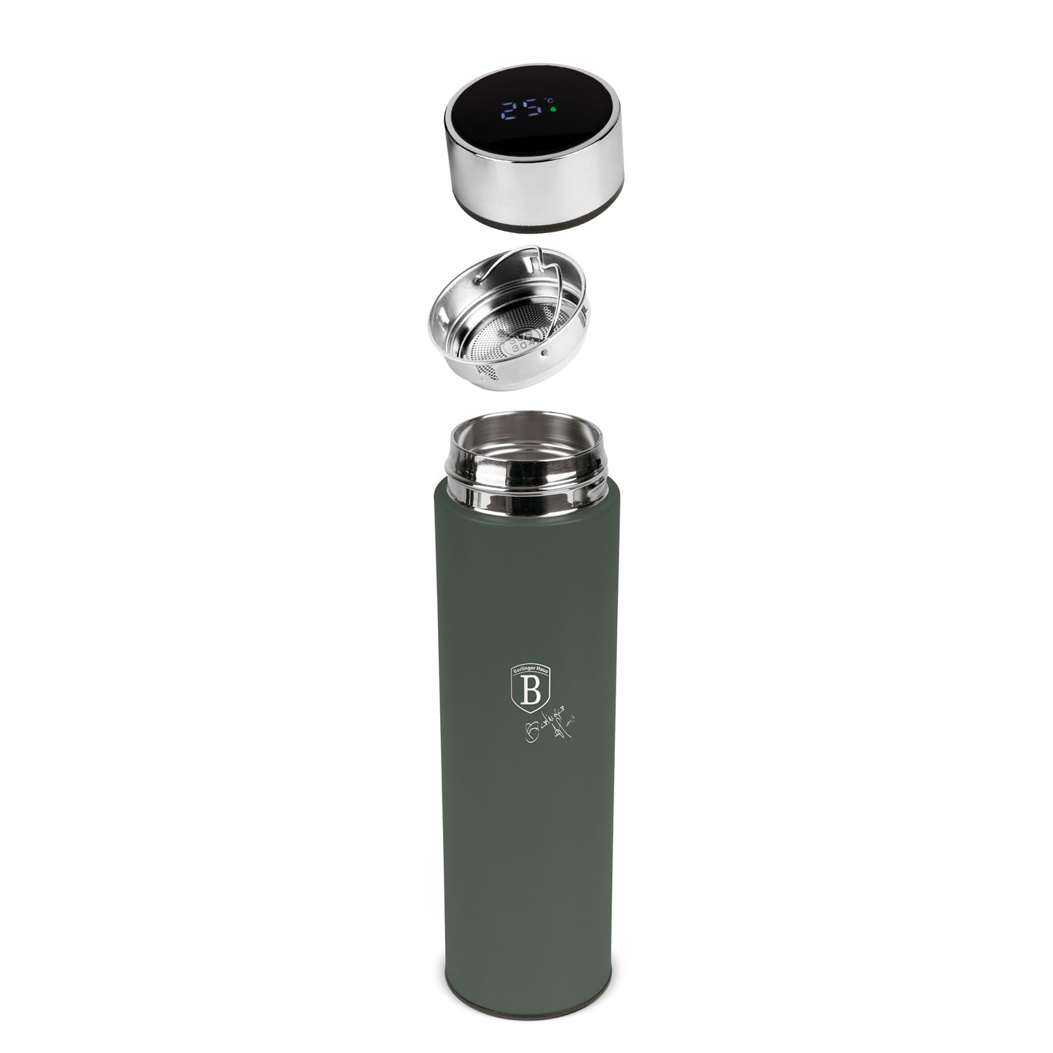 Berlinger Haus 500ml Vacuum Flask with LED Temperature Display - Matte Green