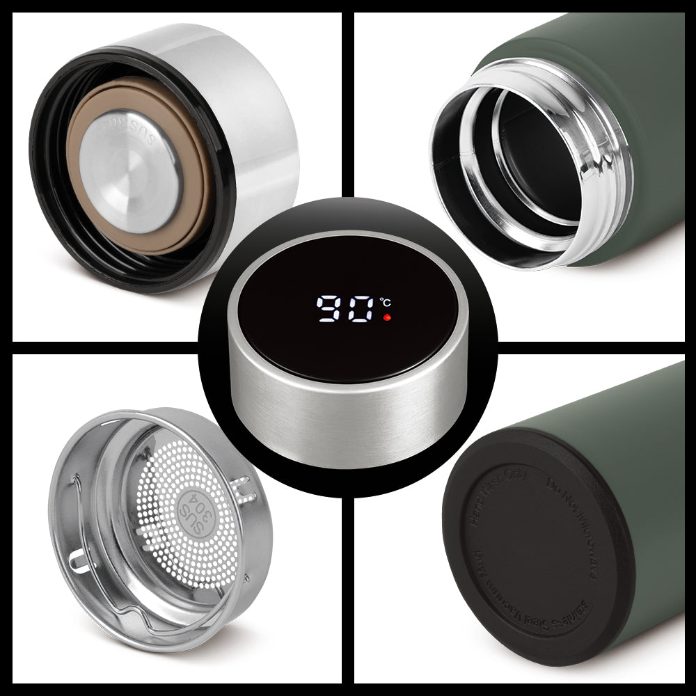 Berlinger Haus 500ml Vacuum Flask with LED Temperature Display - Matte Green