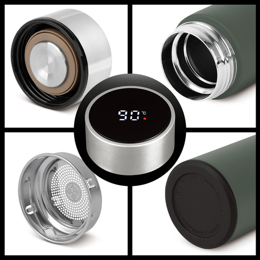 Berlinger Haus 500ml Vacuum Flask with LED Temperature Display - Matte Green