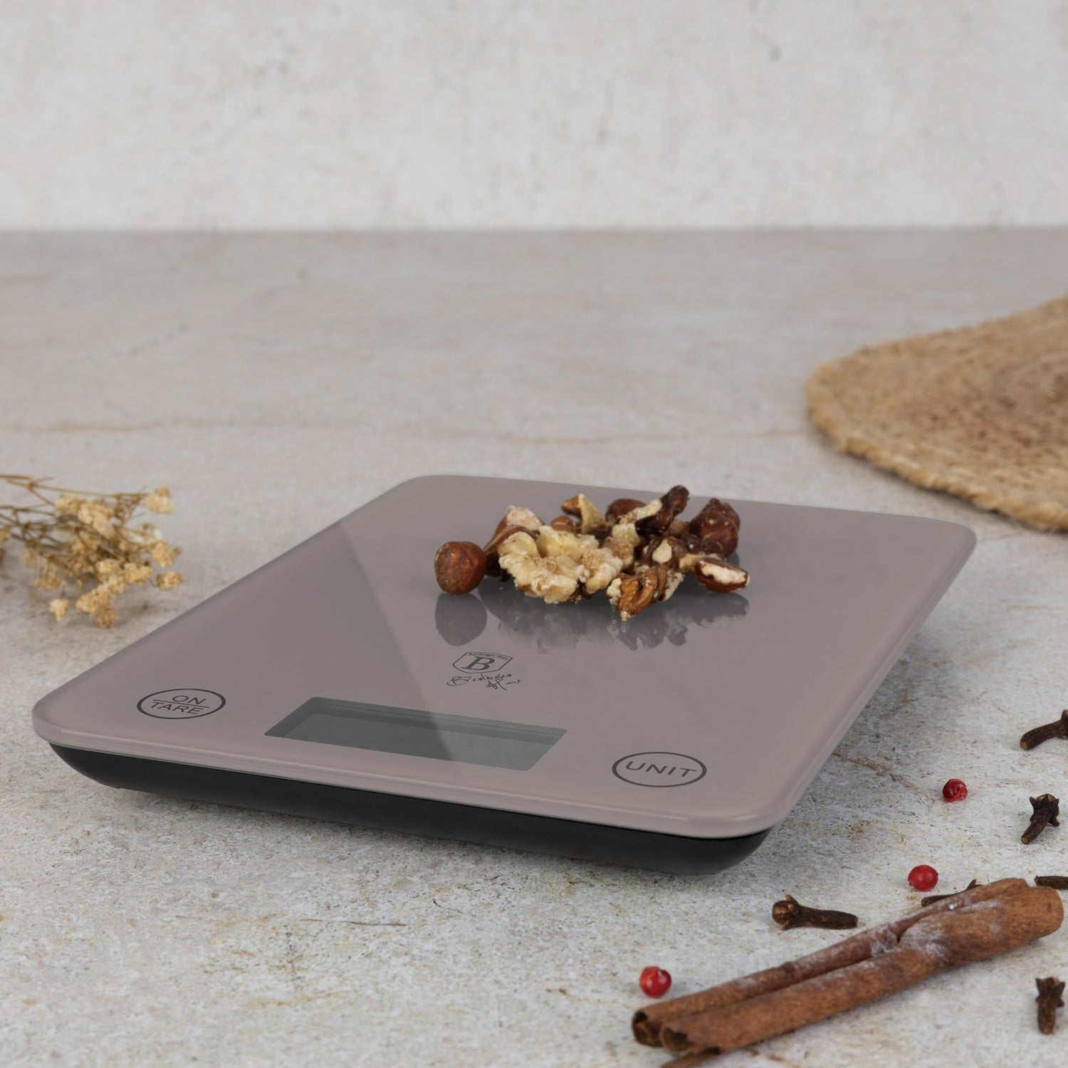 Berlinger Haus 5kg Digital Glass Kitchen Scale - Taupe