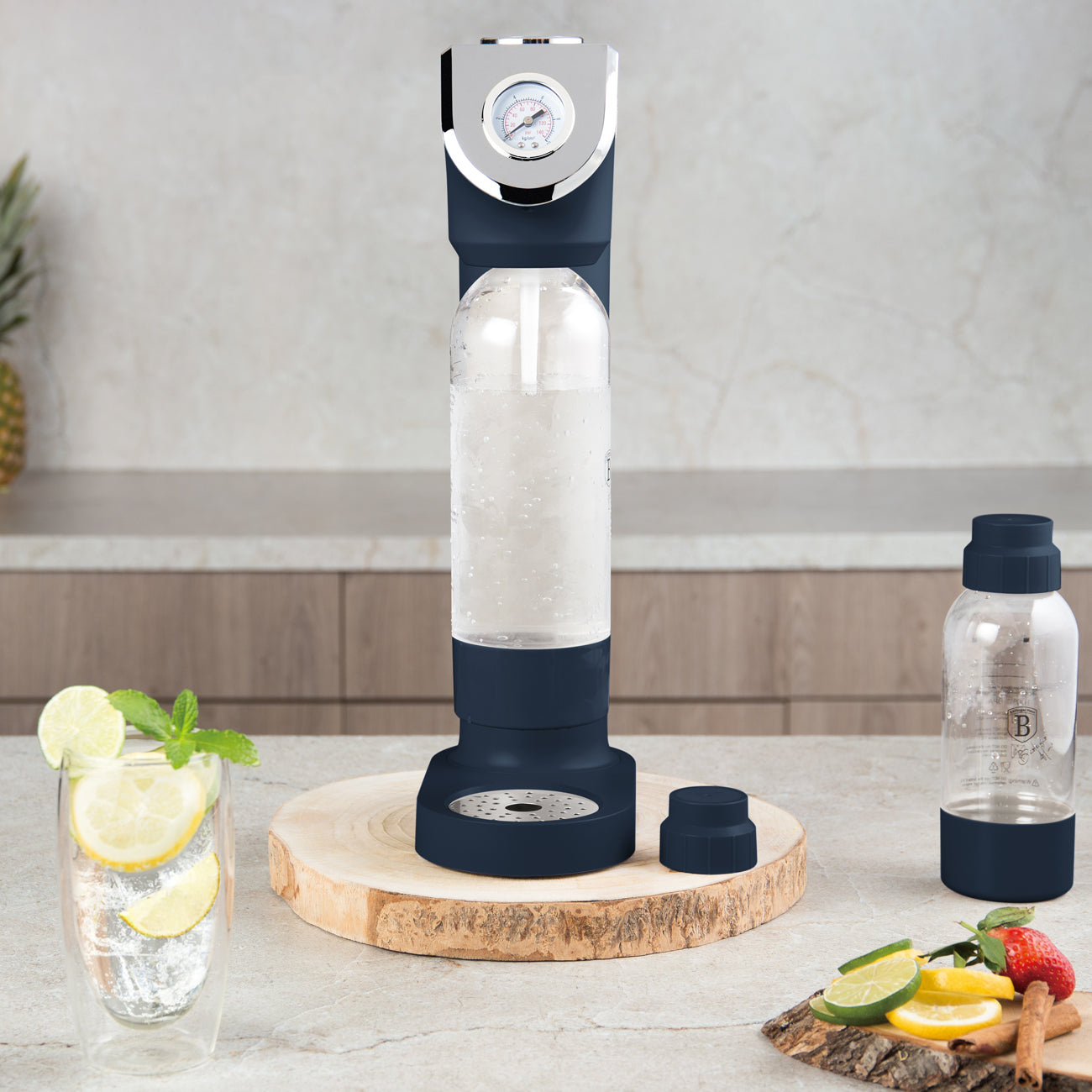 Berlinger Haus Soda Maker with 2 Bottles & Barometer - Deep Sea