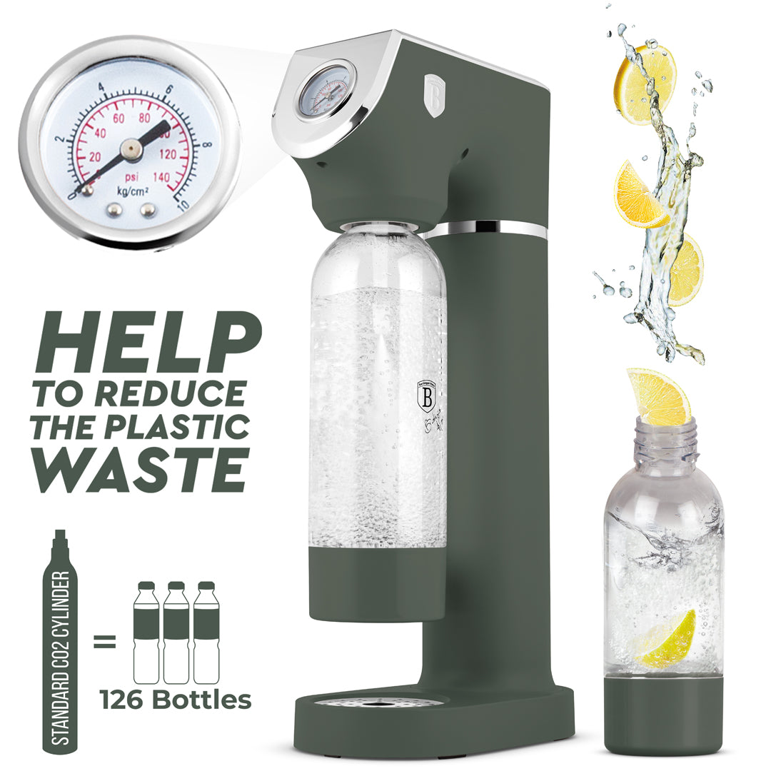 Berlinger Haus Soda Maker with 2 Bottles & Barometer - Matt Green