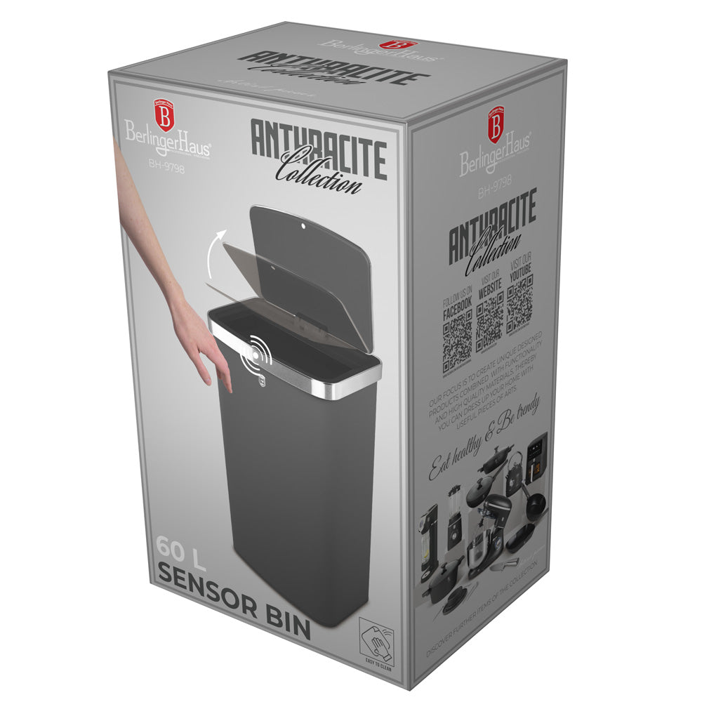 Berlinger Haus 60L Sensor Bin – Anthracite