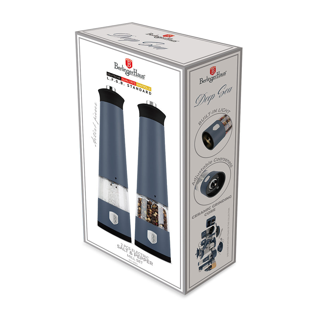 Berlinger Haus 2-Piece Electric Pepper and Salt Mill Set - Deep Sea