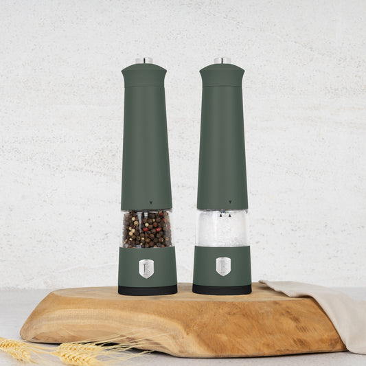 Berlinger Haus 2-Piece Electric Pepper and Salt Mill Set - Matte Green