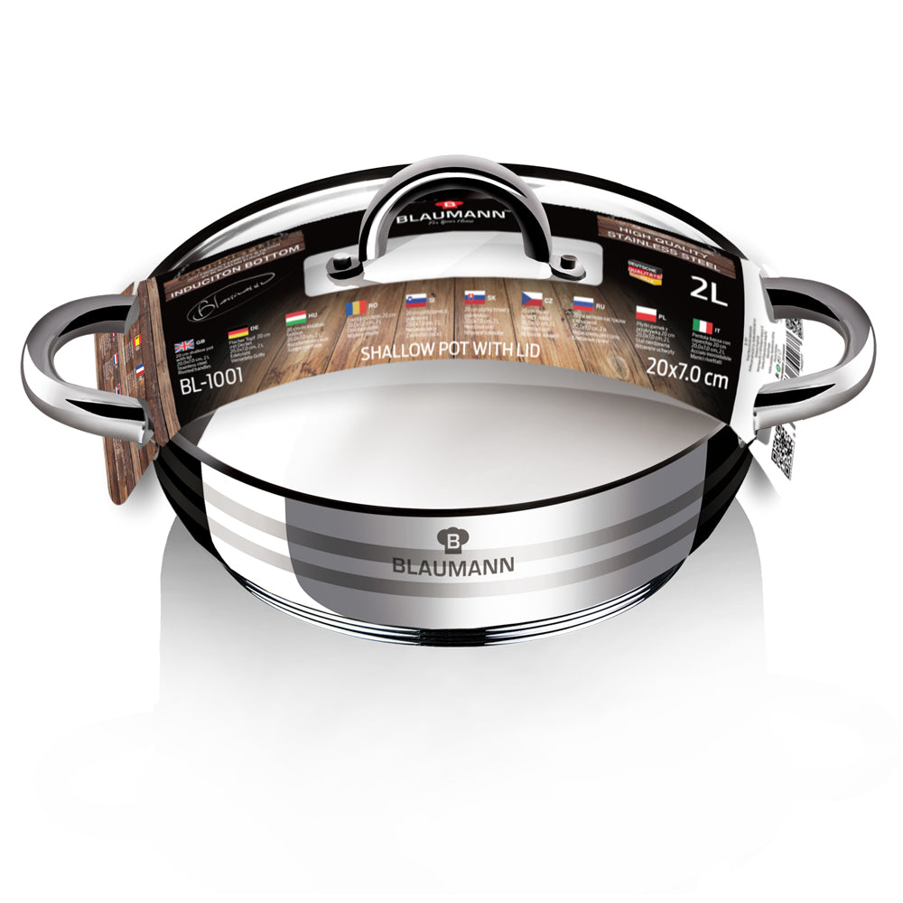 Blaumann 20cm Stainless Steel Shallow Pot – Gourmet Line