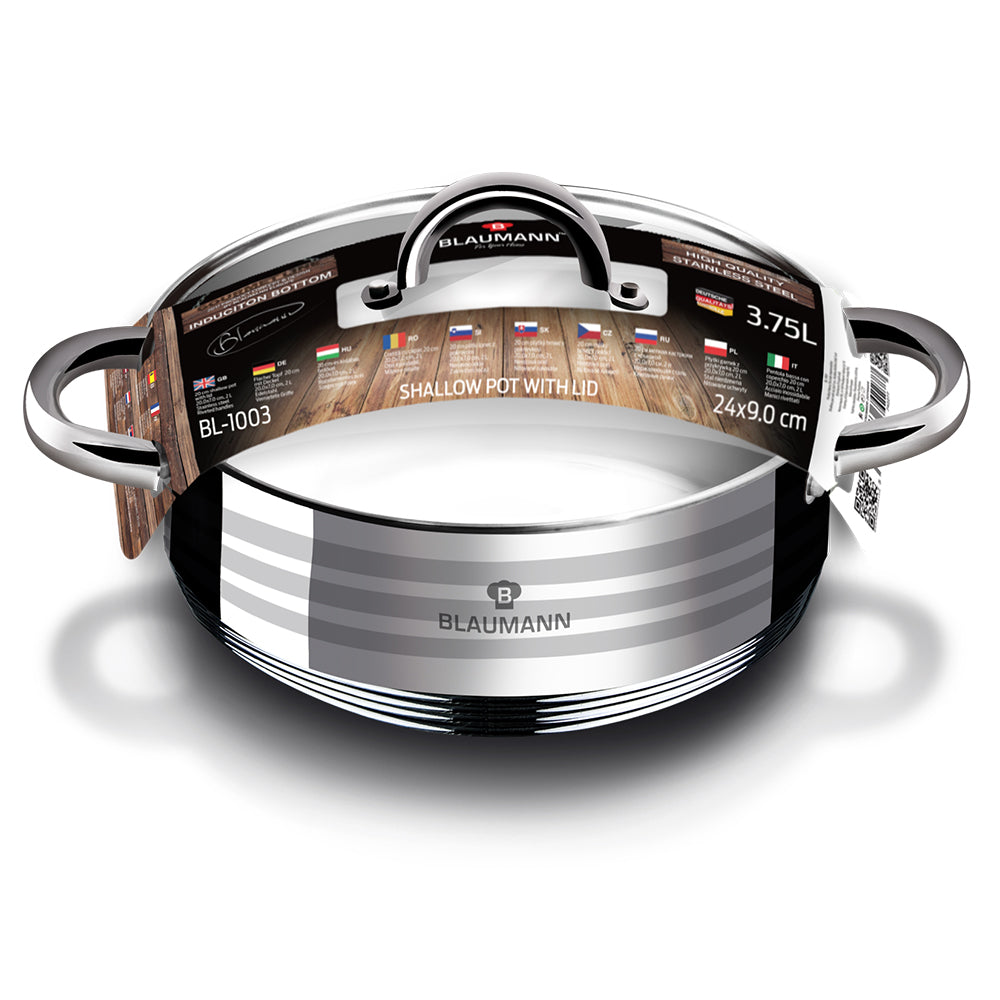 Blaumann 24cm Stainless Steel Shallow Pot – Gourmet Line