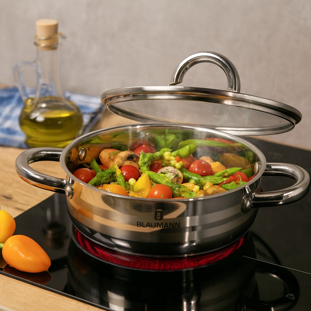 Blaumann 24cm Stainless Steel Shallow Pot – Gourmet Line