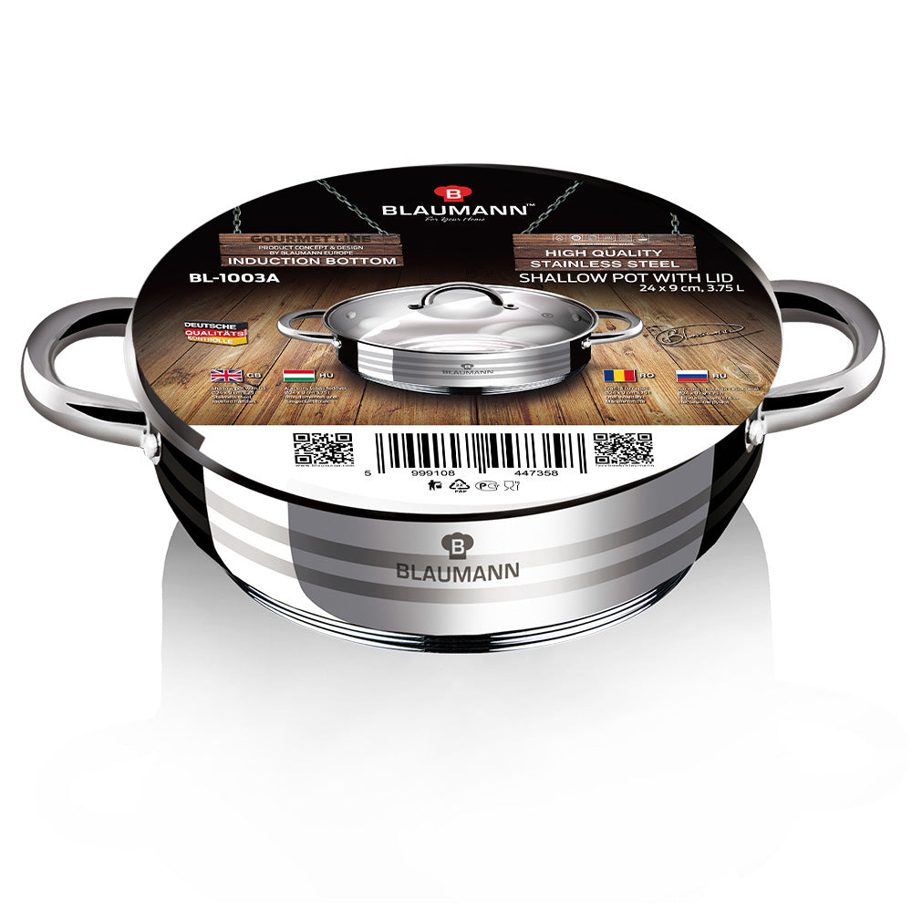 Blaumann 24cm Stainless Steel Shallow Pot – Gourmet Line