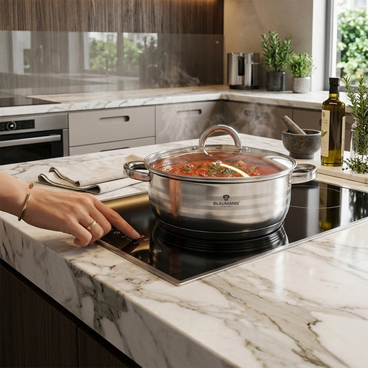 Blaumann 26cm Stainless Steel Shallow Pot with Lid - Gourmet Line