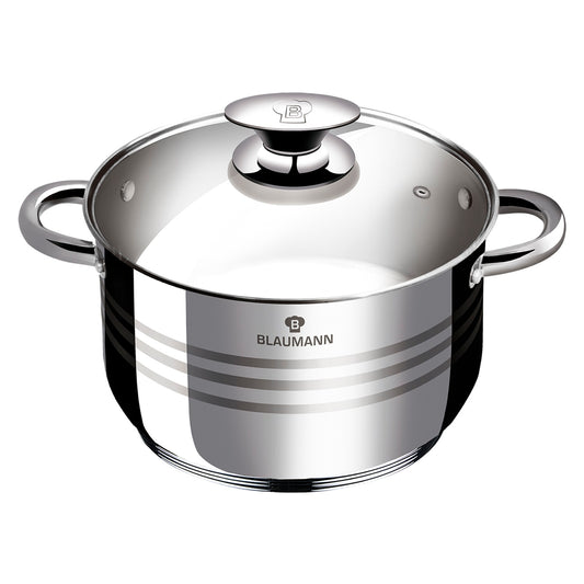 Blaumann 24cm Stainless Steel Casserole with Lid - Gourmet Line