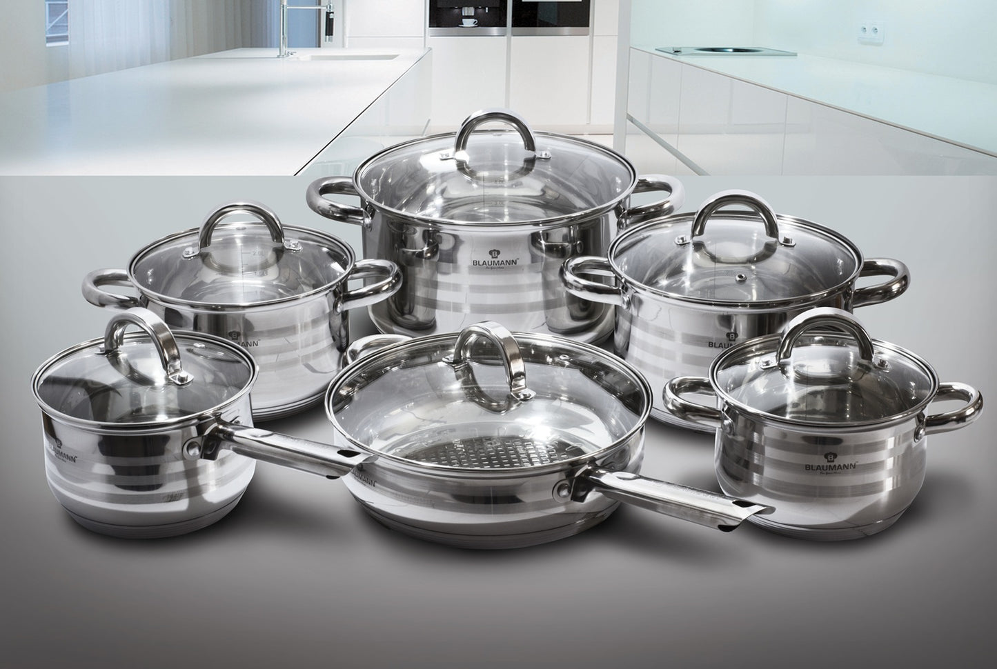 Blaumann 12-Piece Stainless Steel Induction Bottom Cookware Set