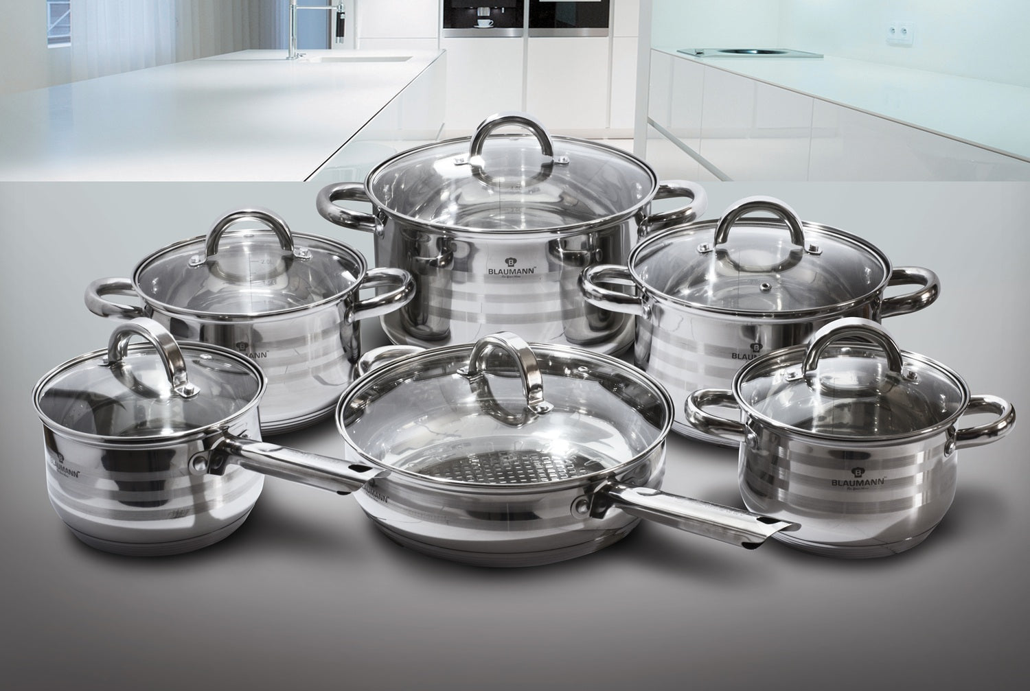 Blaumann 12-Piece Stainless Steel Induction Bottom Cookware Set