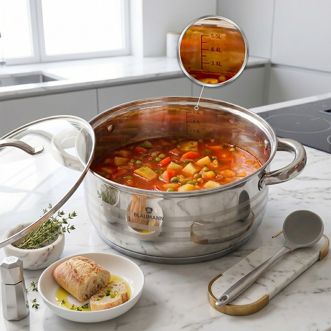 Blaumann 28cm Stainless Steel Shallow Pot - Gourmet Line