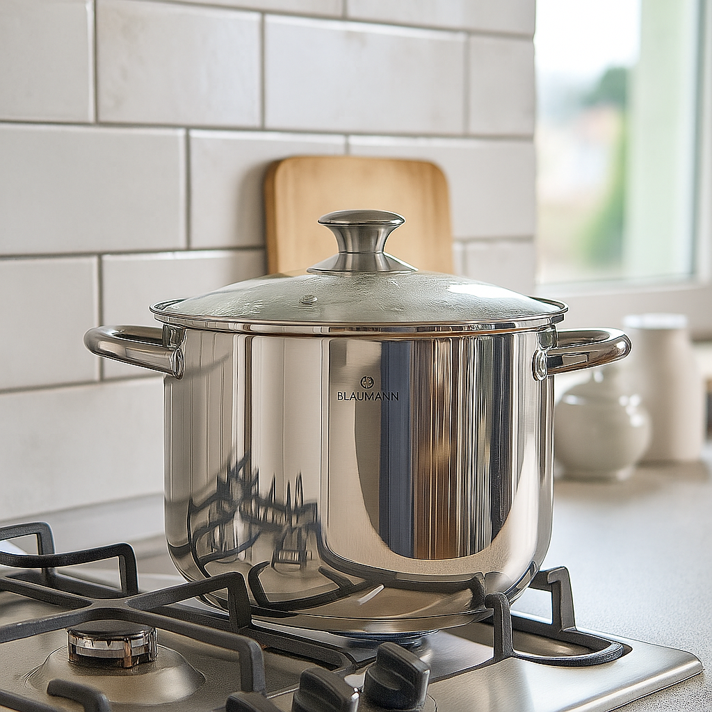 Blaumann 26cm Stainless Steel Stock Pot with Lid - Gourmet Line