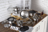 Blaumann 32-Piece Stainless Steel Cookware Set - Gourmet Line