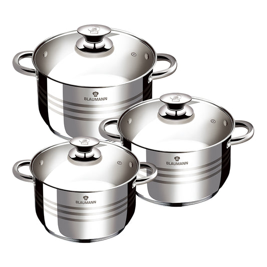 Blaumann 6-Piece Stainless Steel Cookware Set - Gourmet Line