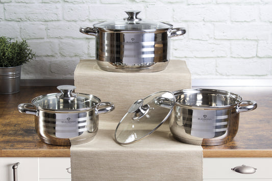 Blaumann 6-Piece Stainless Steel Cookware Set - Gourmet Line