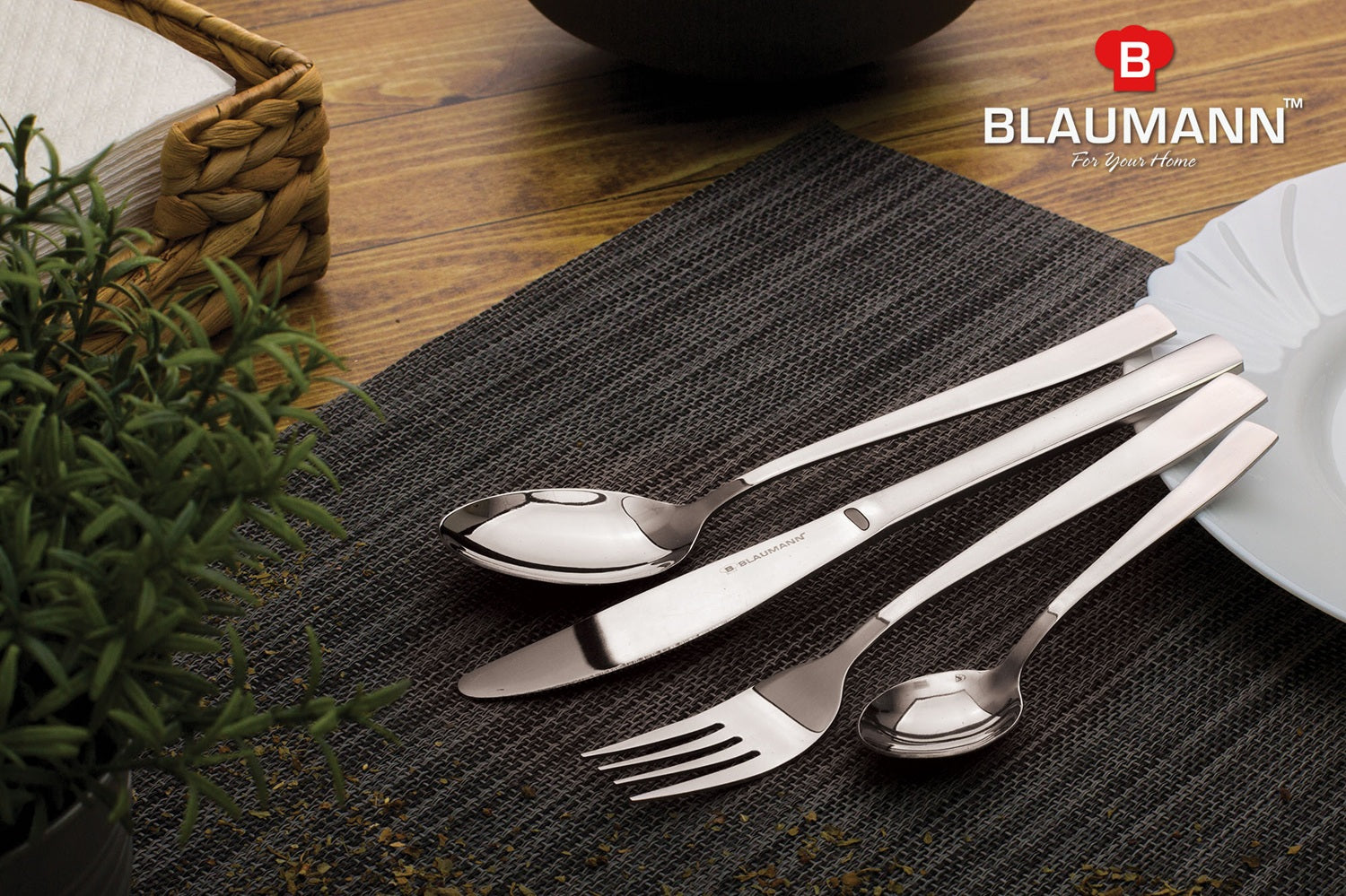 Blaumann 24-Piece Mirror Finish Cutlery Set – Gourmet Line