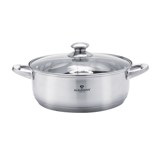 Blaumann 28cm Stainless Steel Shallow Pot - Satin Gourmet Line