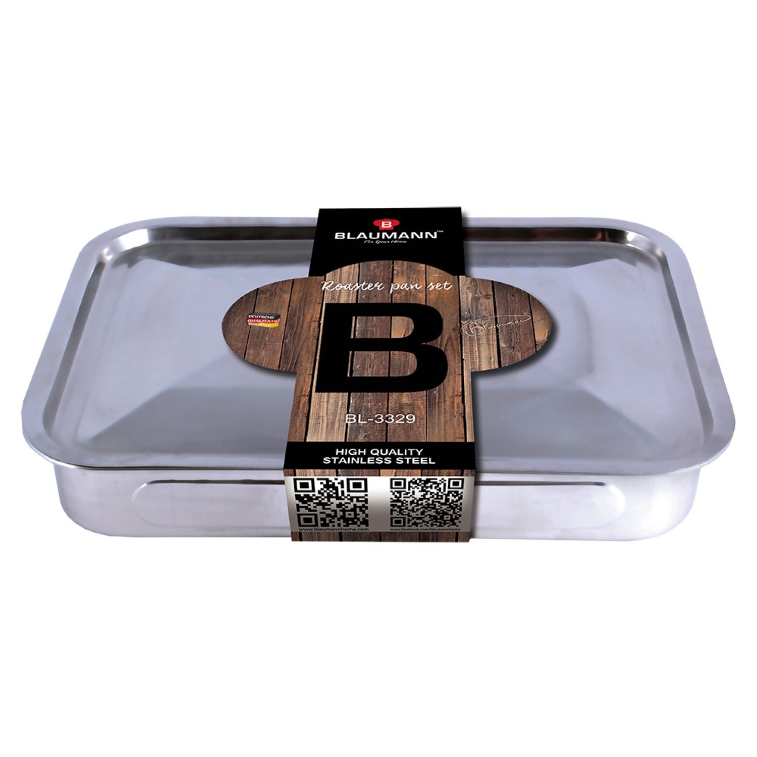 Blaumann 37cm Stainless Steel Roaster Pan Set with Grill and Cover