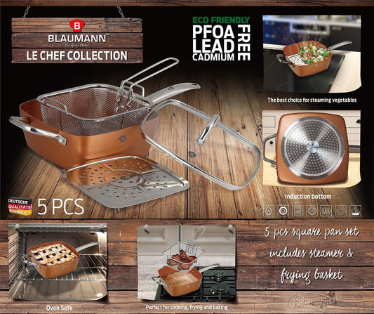 Blaumann 7-Piece Oven Safe Square Pan Set with Kitchen Utensils - Le Chef Line