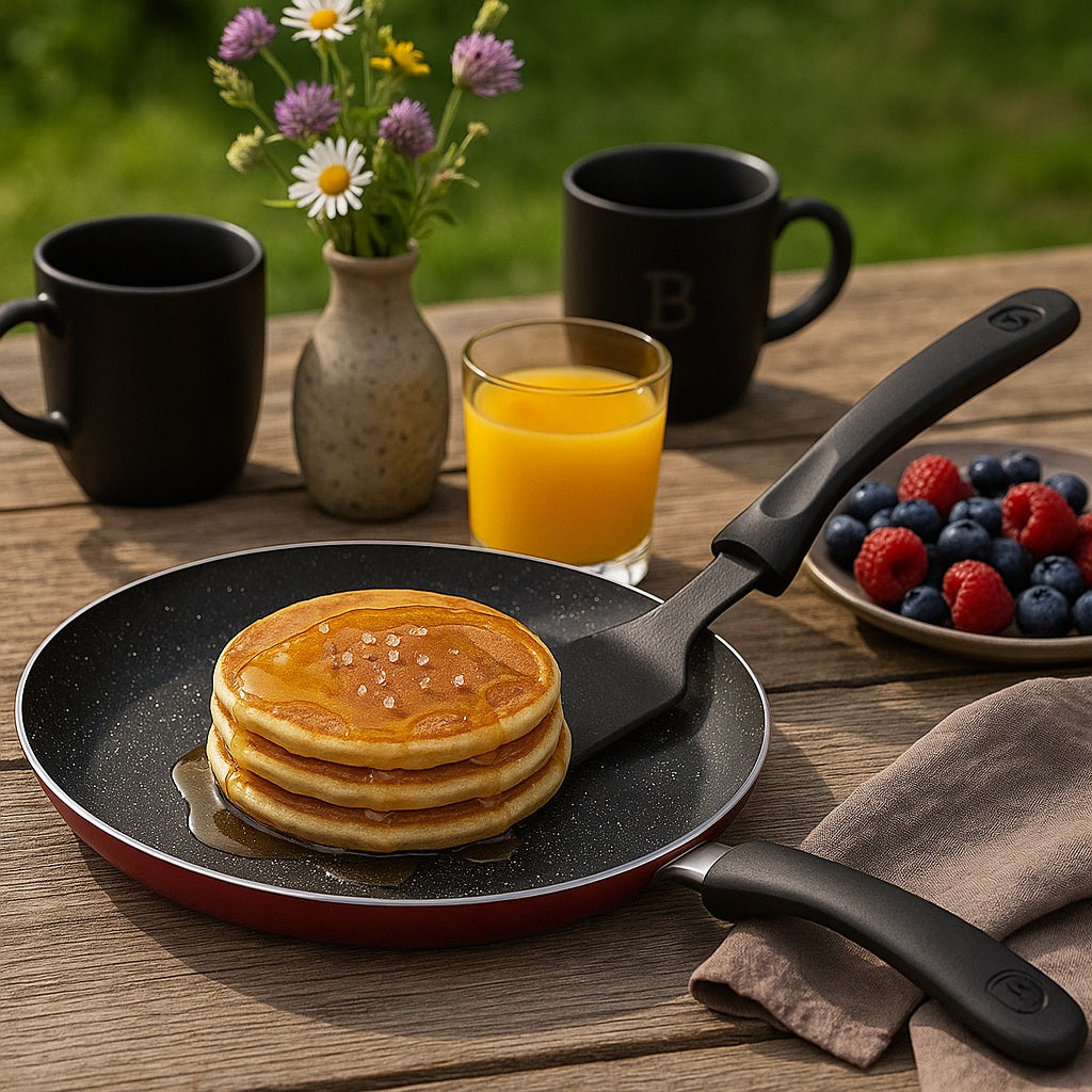 Blaumann 24cm Marble Coating Pancake Pan with Turner - Black