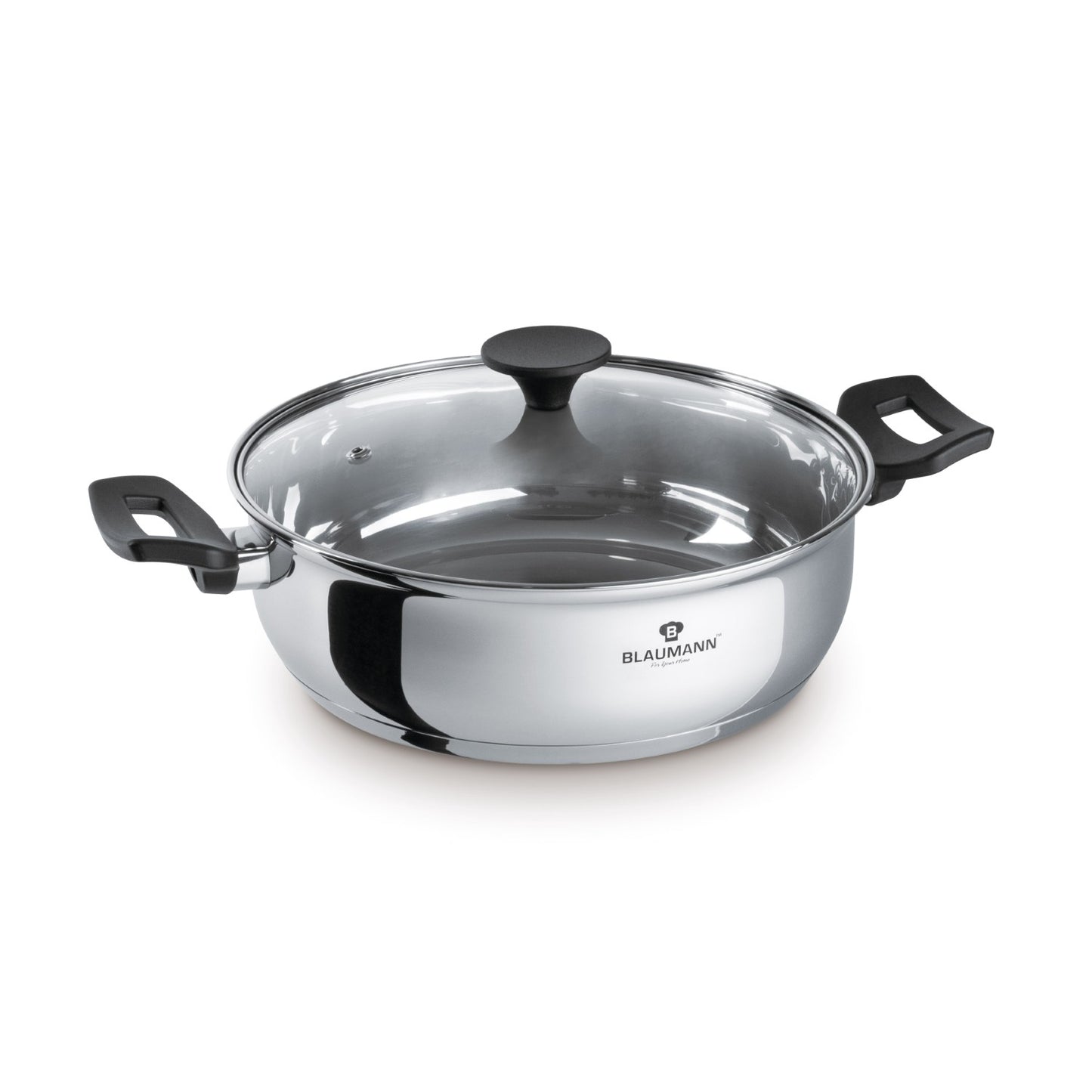 Blaumann 24cm Stainless Steel Shallow Pot with Lid - Gourmet Line