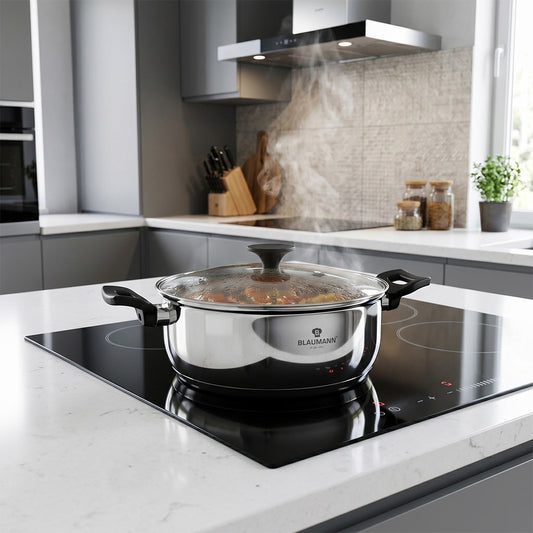 Blaumann 24cm Stainless Steel Shallow Pot with Lid - Gourmet Line