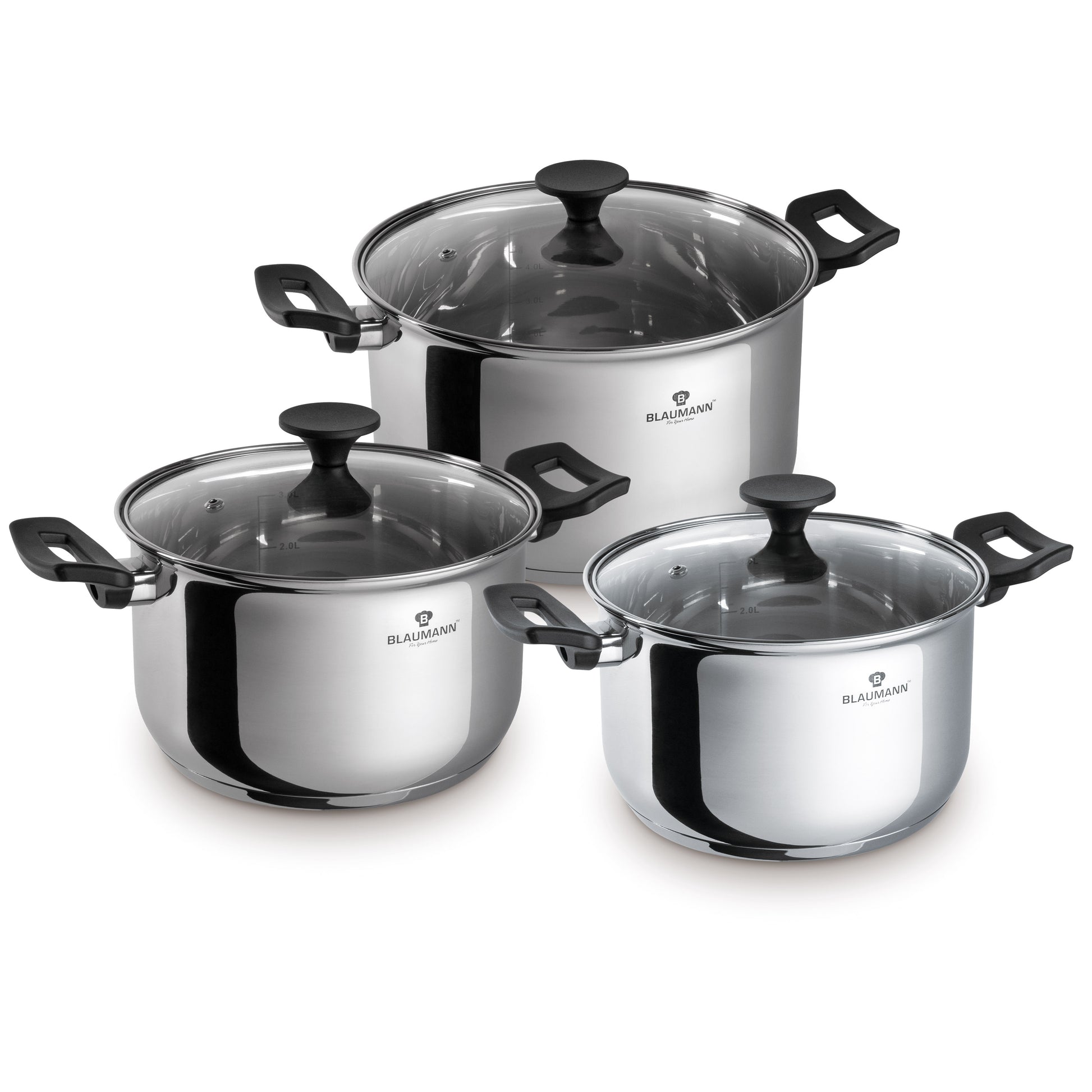Blaumann 6-Piece Stainless Steel Cookware Set - Gourmet Line
