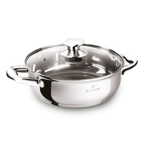 Blaumann 22cm Stainless Steel Shallow Pot with Lid - Gourmet Line